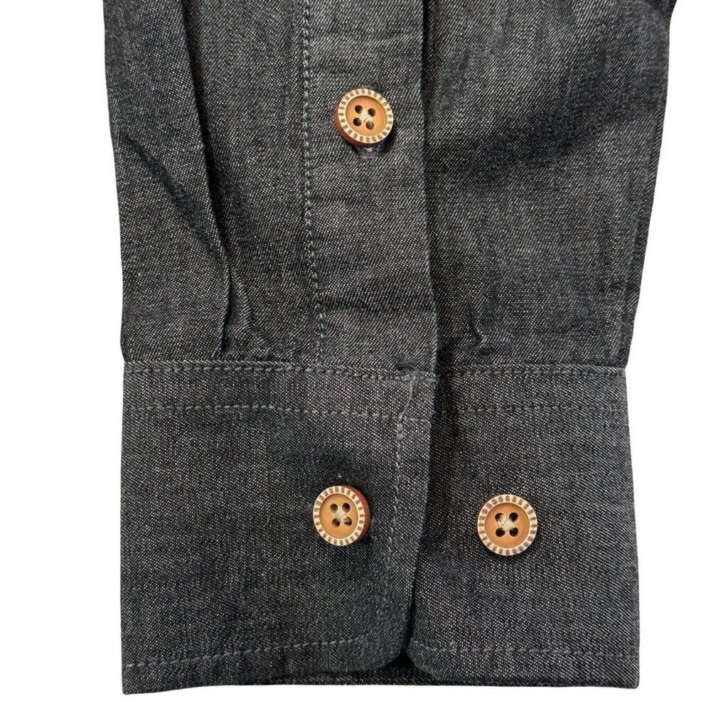 COOFANDY Men's Black Chambray Button Up Shirt Small Deco Arm Trim Casual NEW - Picture 5 of 16